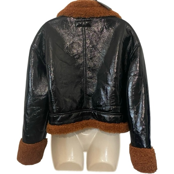 Anthropologie New Blank NYC Moto Jacket Size Small Faux Leather Faux Fur - Picture 5 of 11